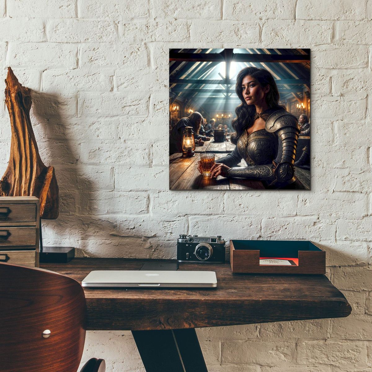 Woman In A Medieval Tavern by Rey Klimt - 12x12 acrylic wall art in a room