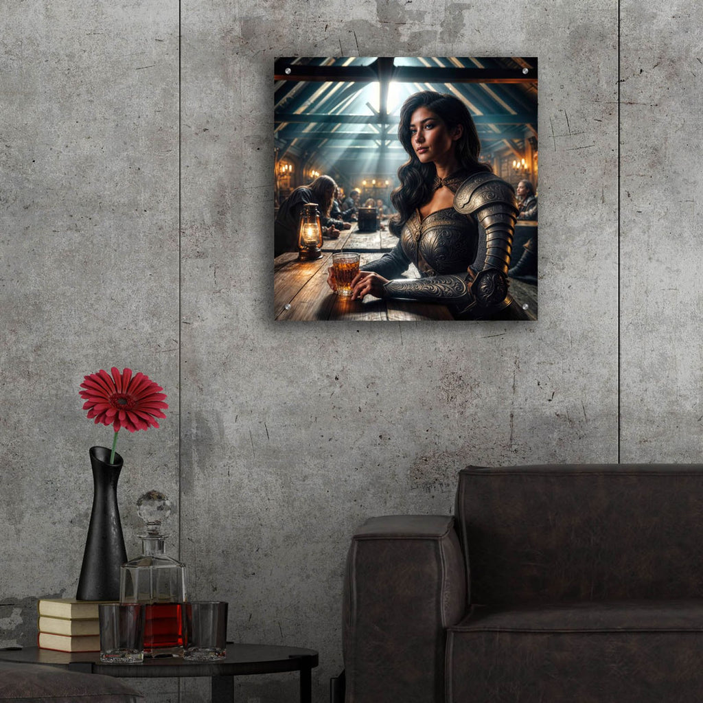 Woman In A Medieval Tavern by Rey Klimt - 24x24 acrylic wall art in a room