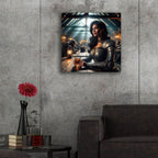 Woman In A Medieval Tavern by Rey Klimt - 24x24 acrylic wall art in a room