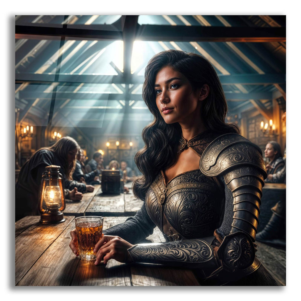 Woman In A Medieval Tavern by Rey Klimt acrylic glass wall art