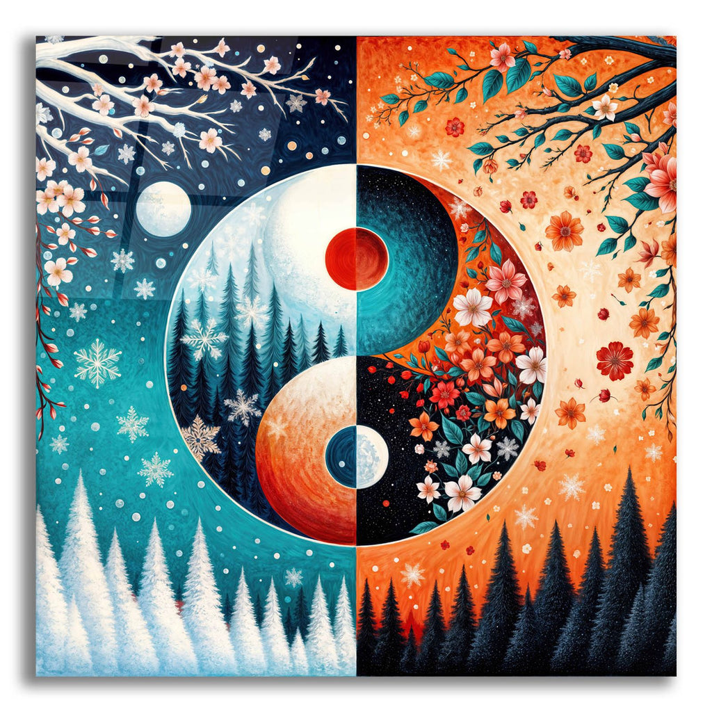 Yin Yang Seasons Fall Winter by Rey Klimt acrylic glass wall art