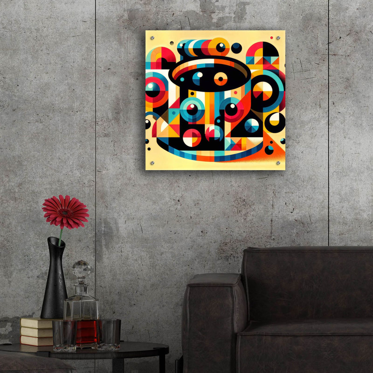 Abstract Coffee Cup 1 by Rey Klimt - 24x24 acrylic wall art in a room