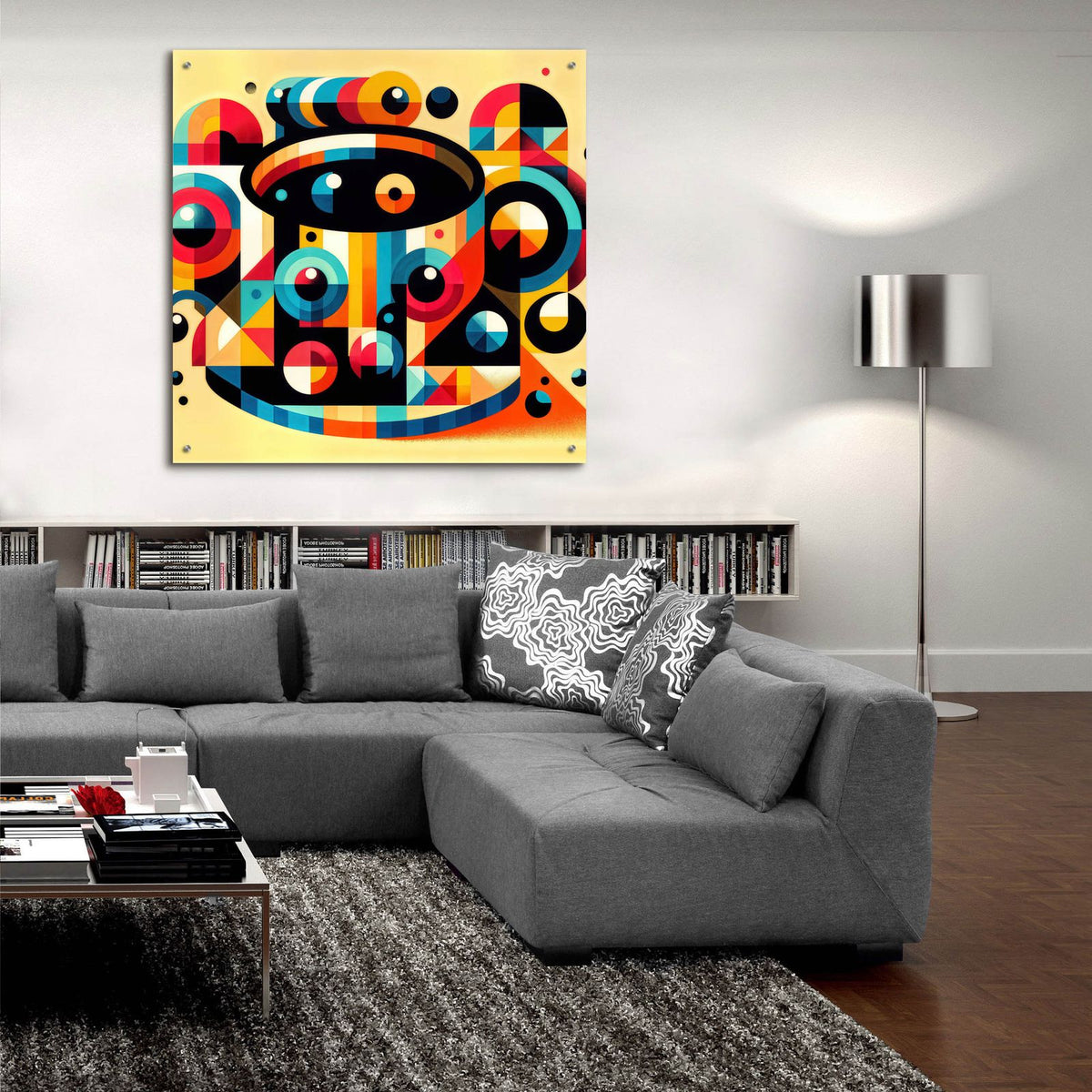 Abstract Coffee Cup 1 by Rey Klimt - 36x36 acrylic wall art in a room