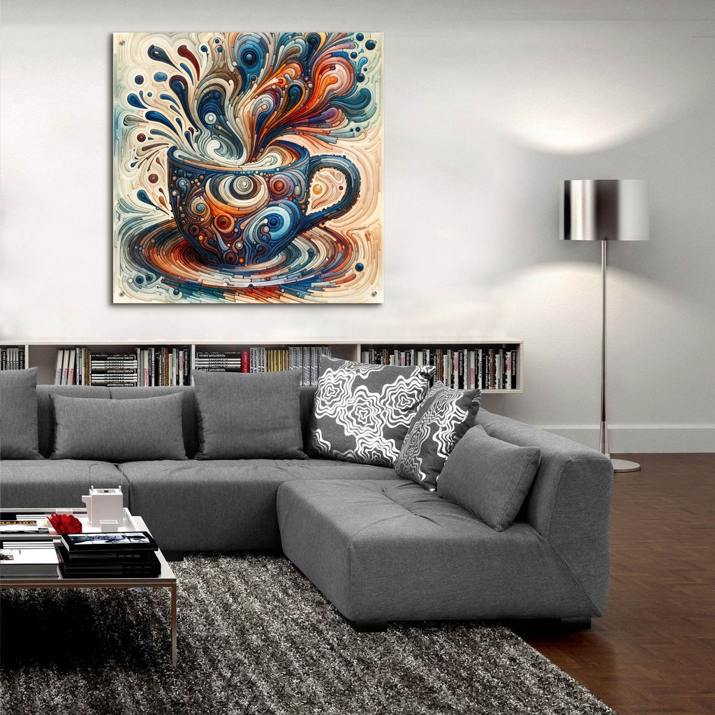 Abstract Coffee Cup 2 by Rey Klimt - 36x36 acrylic wall art in a room