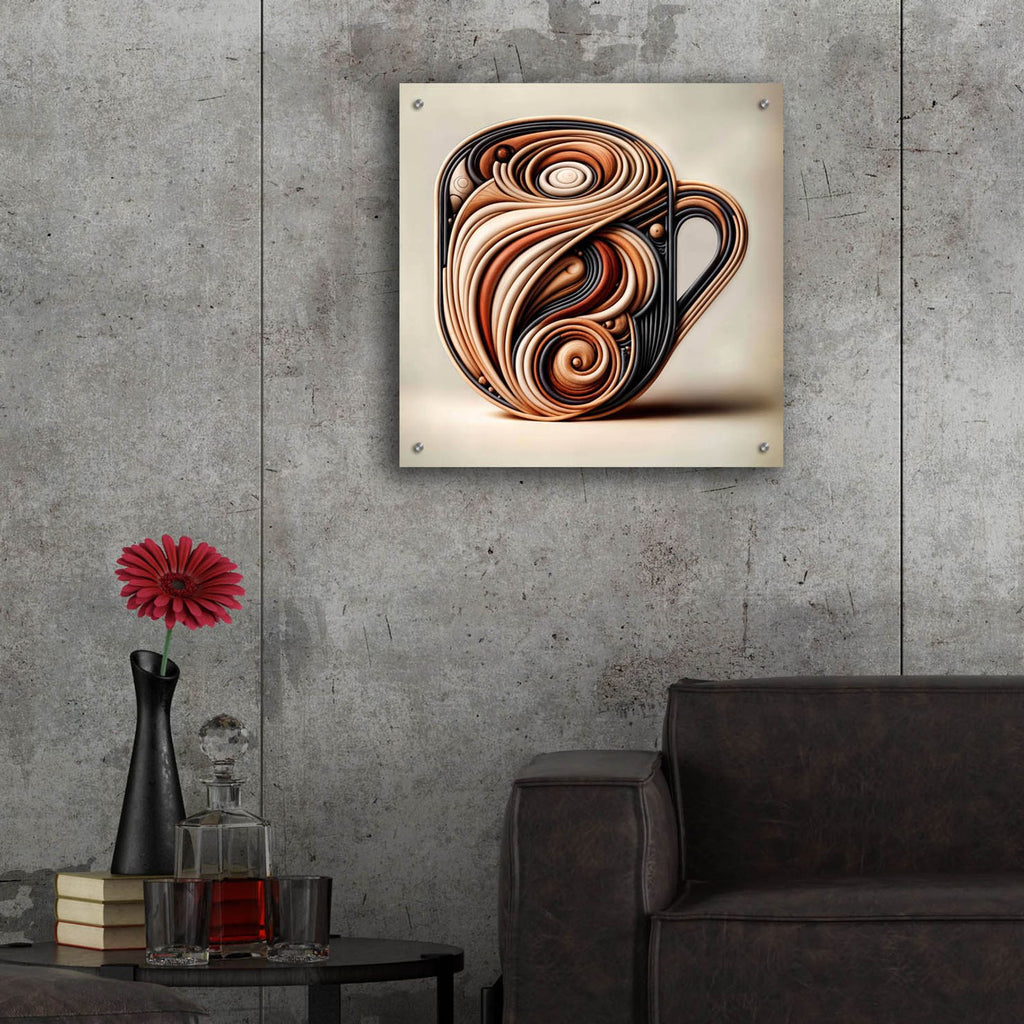 Abstract Coffee Cup 3 by Rey Klimt - 24x24 acrylic wall art in a room