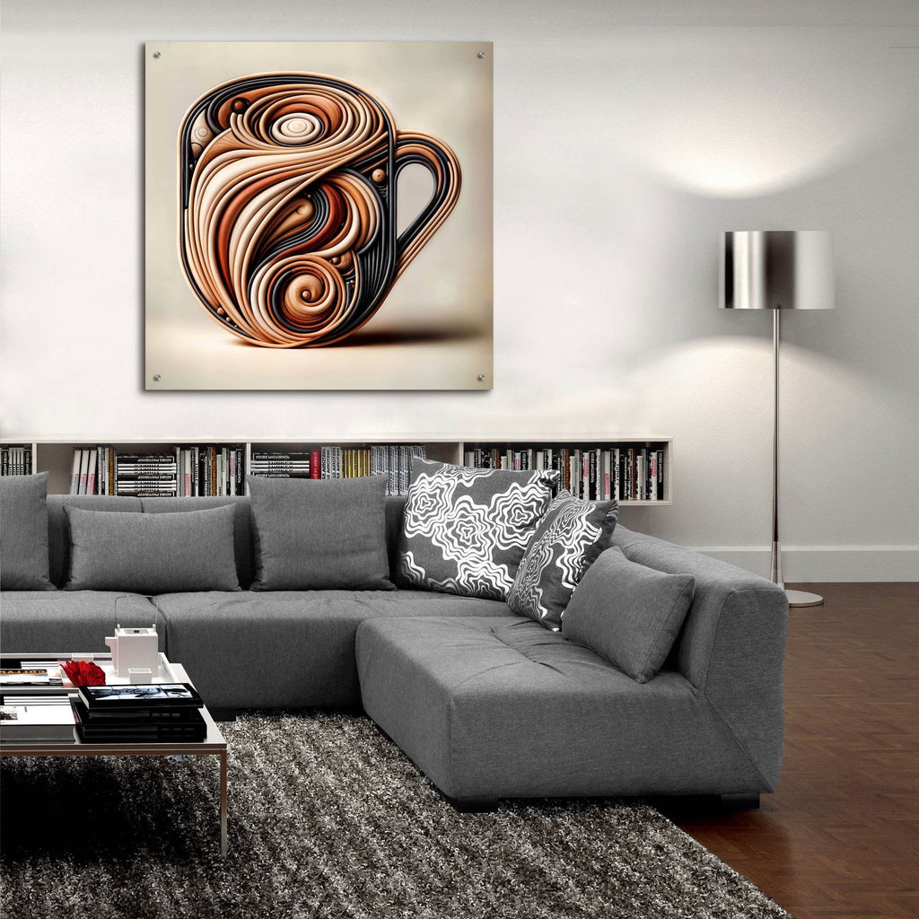 Abstract Coffee Cup 3 by Rey Klimt - 36x36 acrylic wall art in a room