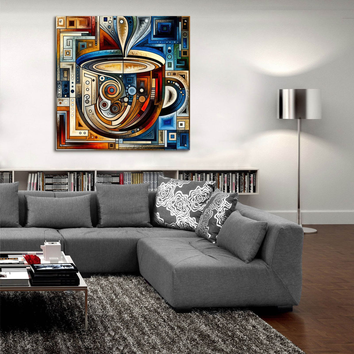 Abstract Coffee Cup 4 by Rey Klimt - 36x36 acrylic wall art in a room