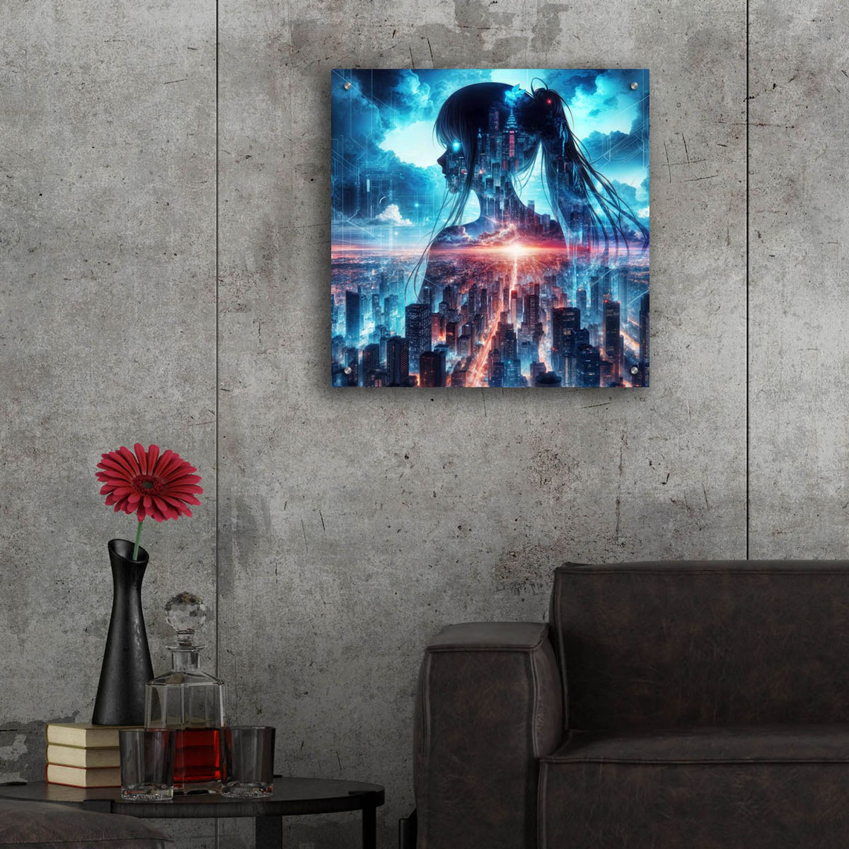 Anime Girl - City Inside Me by Rey Klimt - 24x24 acrylic wall art in a room