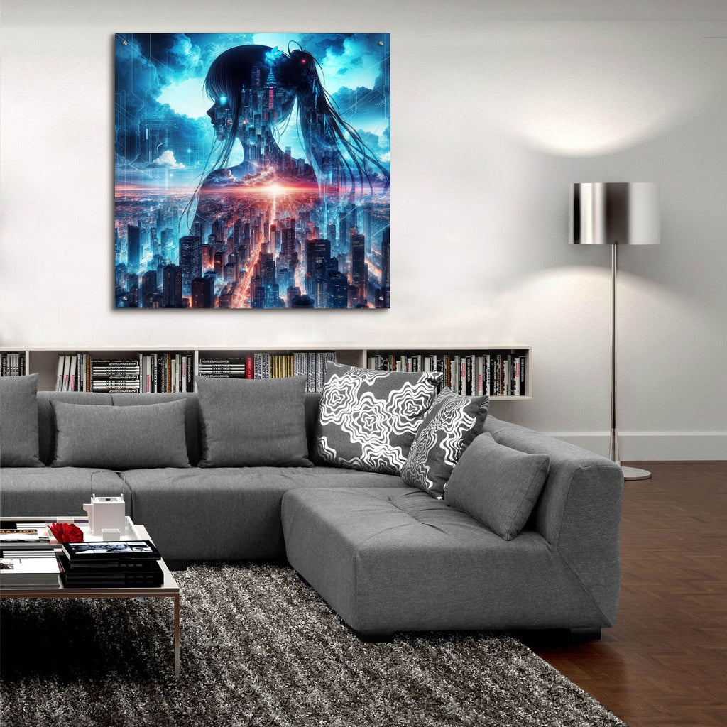 Anime Girl - City Inside Me by Rey Klimt - 36x36 acrylic wall art in a room