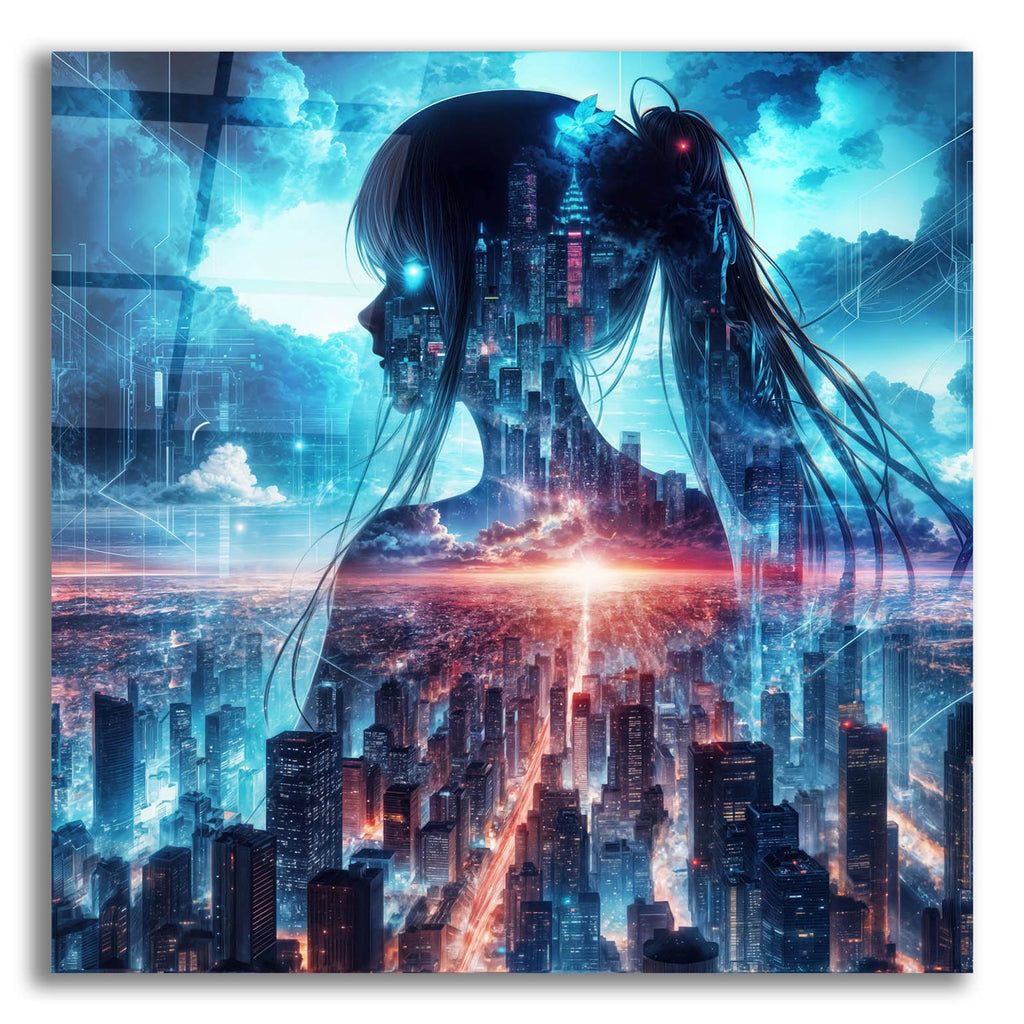 Anime Girl - City Inside Me by Rey Klimt acrylic glass wall art