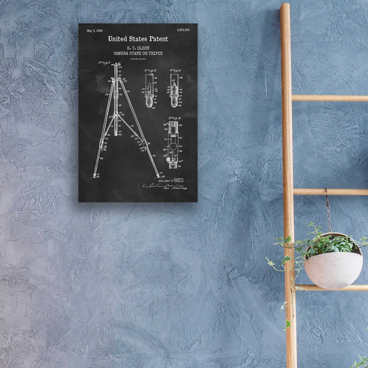 Epic Art 'Tripod Blueprint Patent Chalkboard,' Acrylic Glass Wall Art,16x24