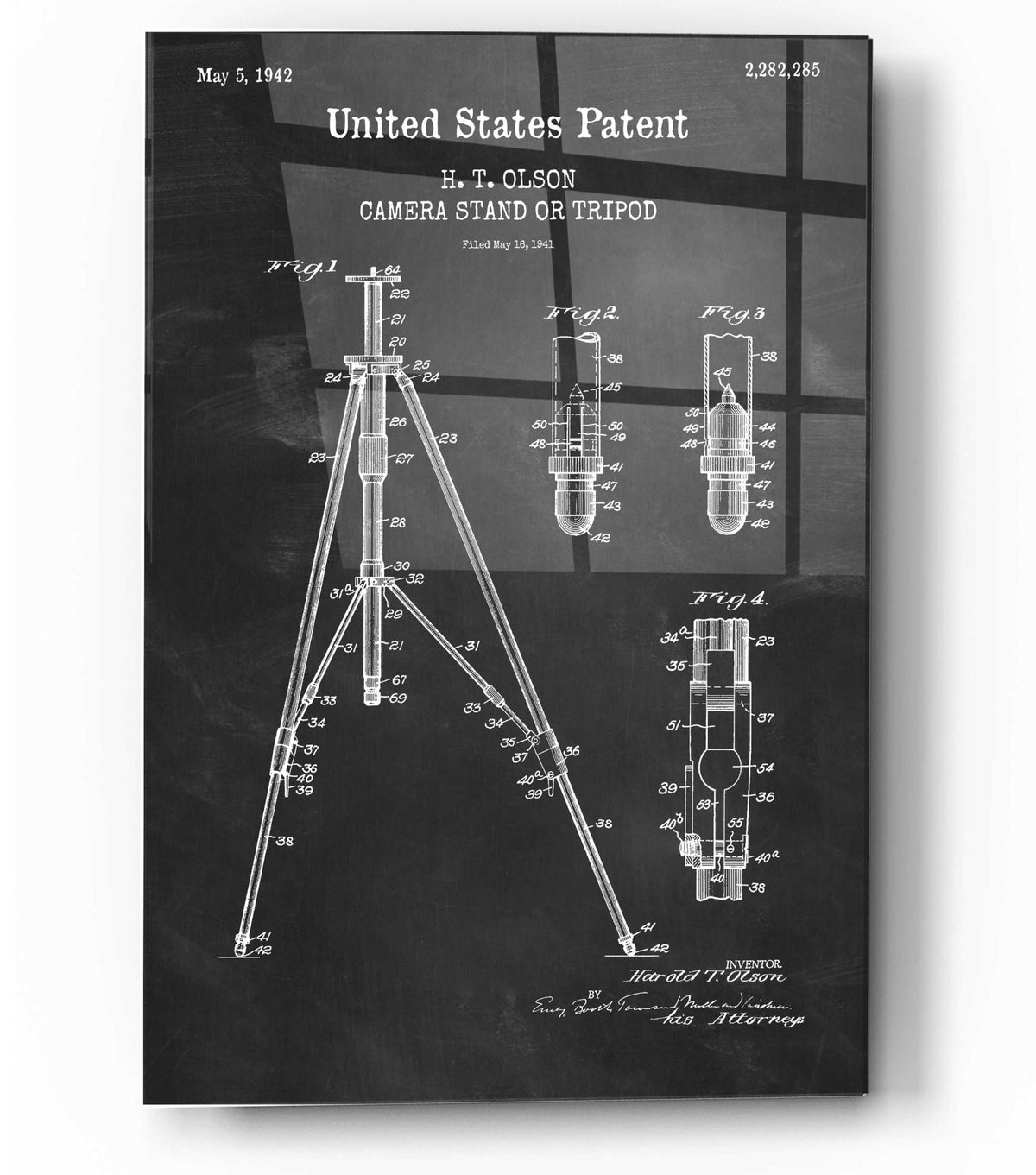 Epic Art 'Tripod Blueprint Patent Chalkboard,' Acrylic Glass Wall Art