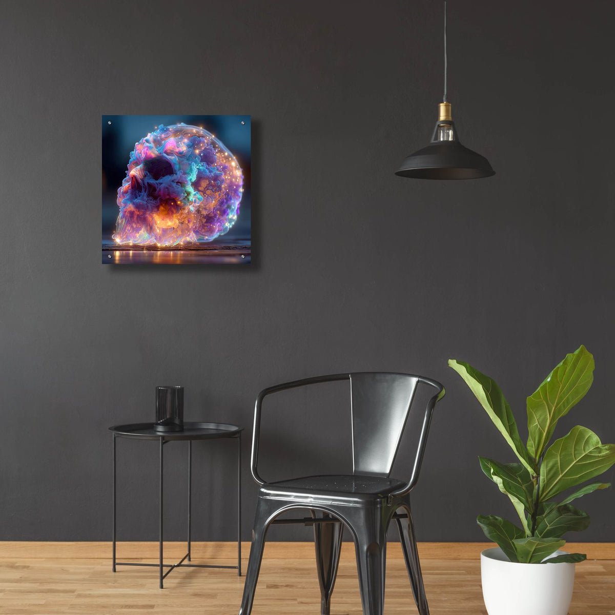 The Luminous Skull 2 by Ann Klee - 24x24 acrylic wall art in a room