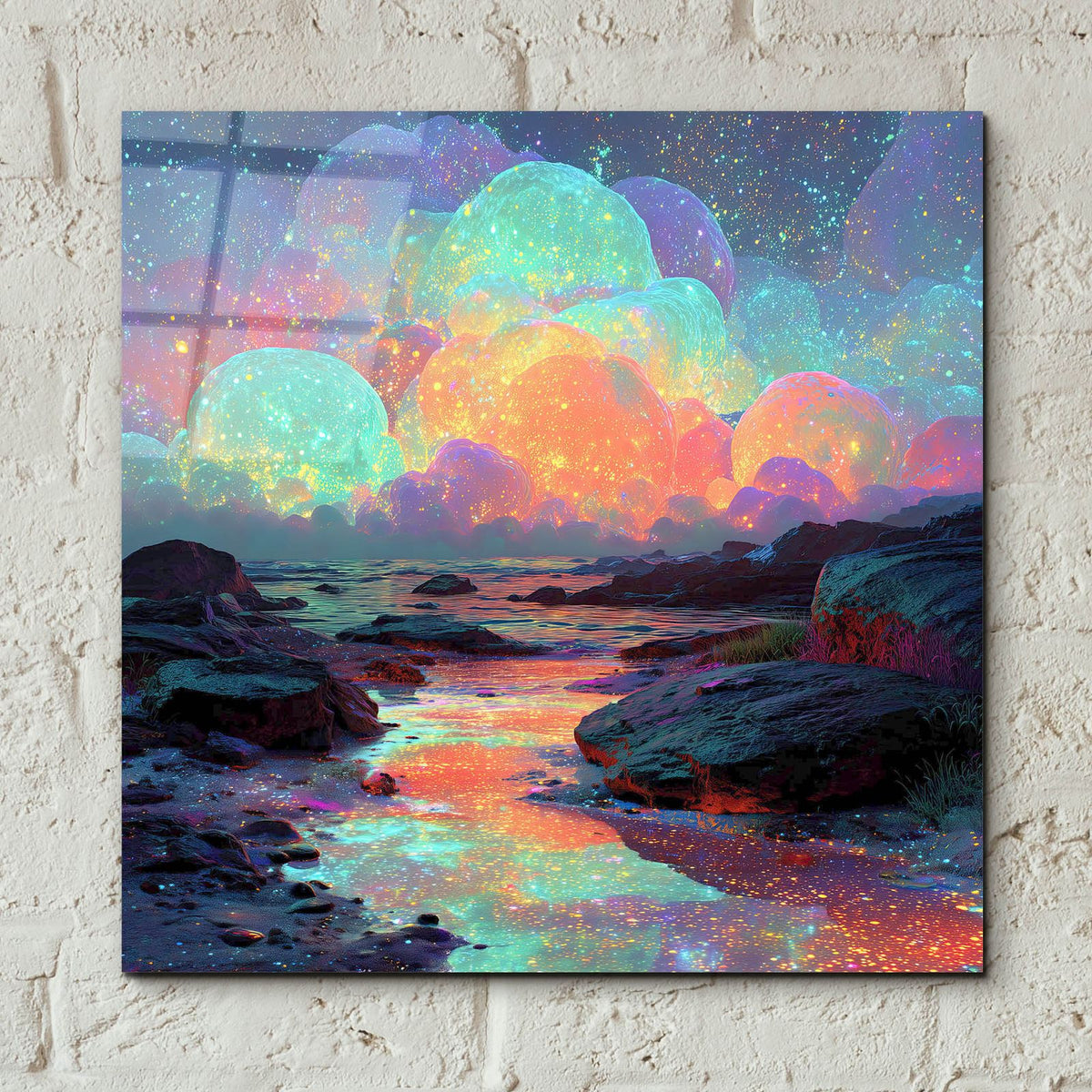 Magic Mushroom Clouds 2 by Ann Klee - 12x12 acrylic wall art in a room