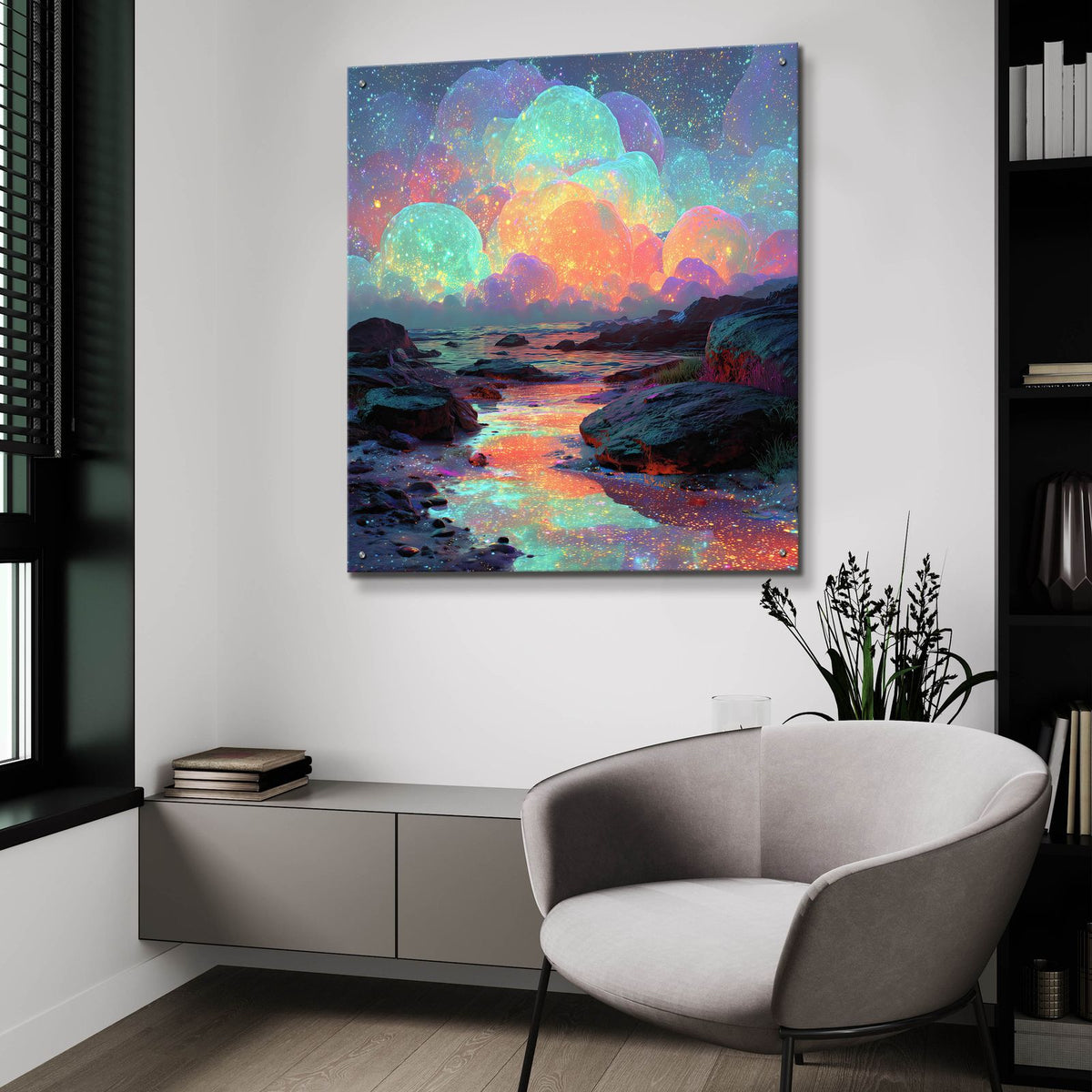Magic Mushroom Clouds 2 by Ann Klee - 36x36 acrylic wall art in a room