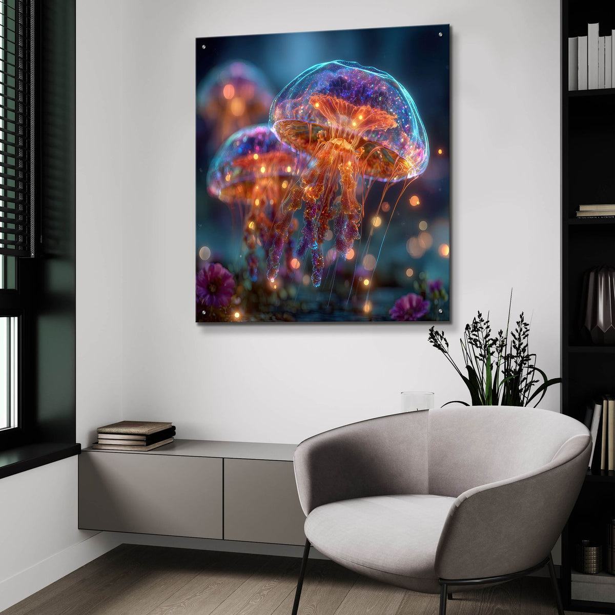 Magic Jellyfish 2 by Ann Klee - 36x36 acrylic wall art in a room