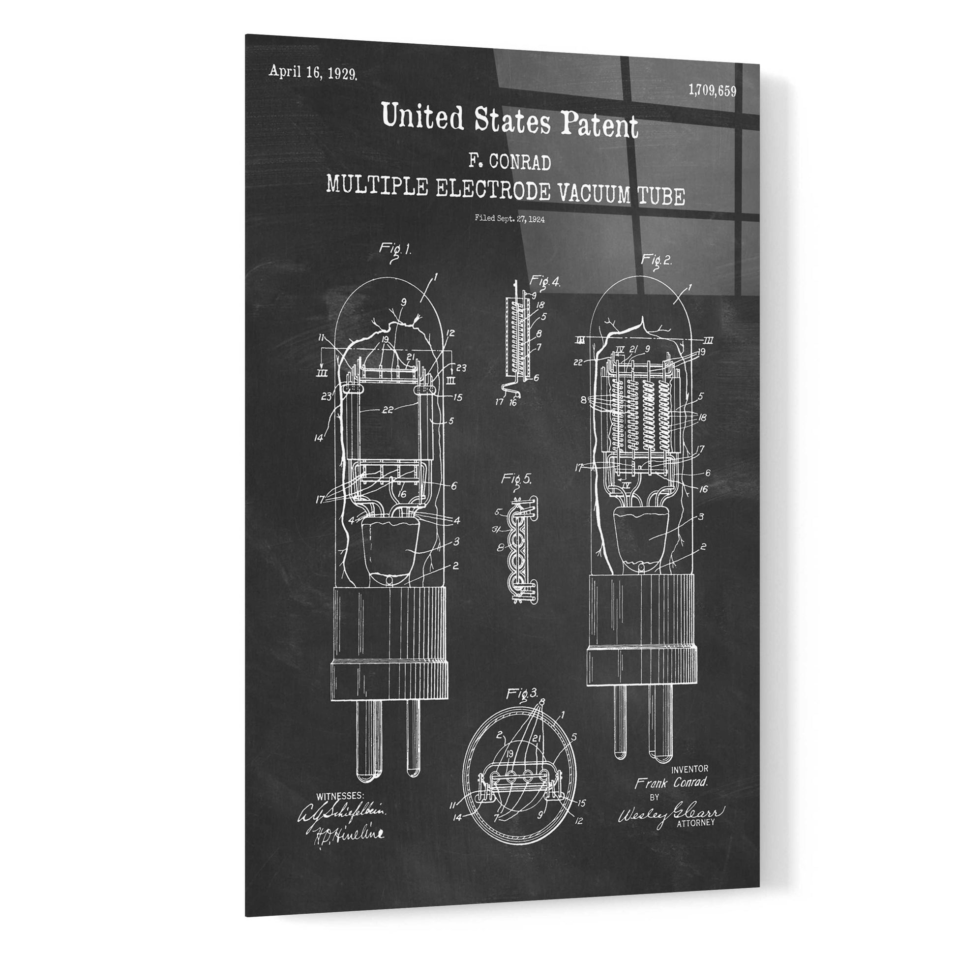 Epic Art 'Vacuum tube Blueprint Patent Chalkboard,' Acrylic Glass Wall Art,16x24
