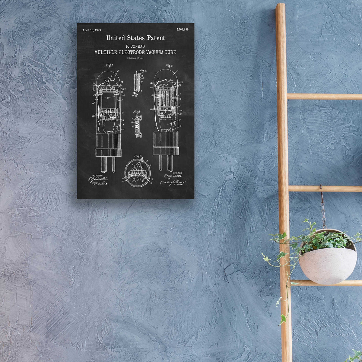 Epic Art 'Vacuum tube Blueprint Patent Chalkboard,' Acrylic Glass Wall Art,16x24