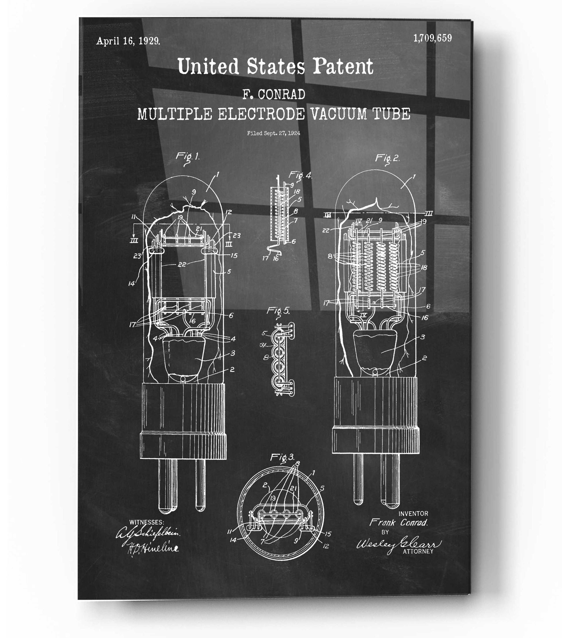 Epic Art 'Vacuum tube Blueprint Patent Chalkboard,' Acrylic Glass Wall Art