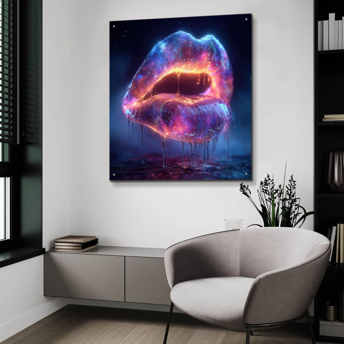 Glowy Lips 2 by Ann Klee - 36x36 acrylic wall art in a room