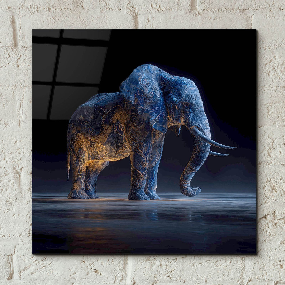 Magestic Moonlight Elephant by Ann Klee - 12x12 acrylic wall art in a room