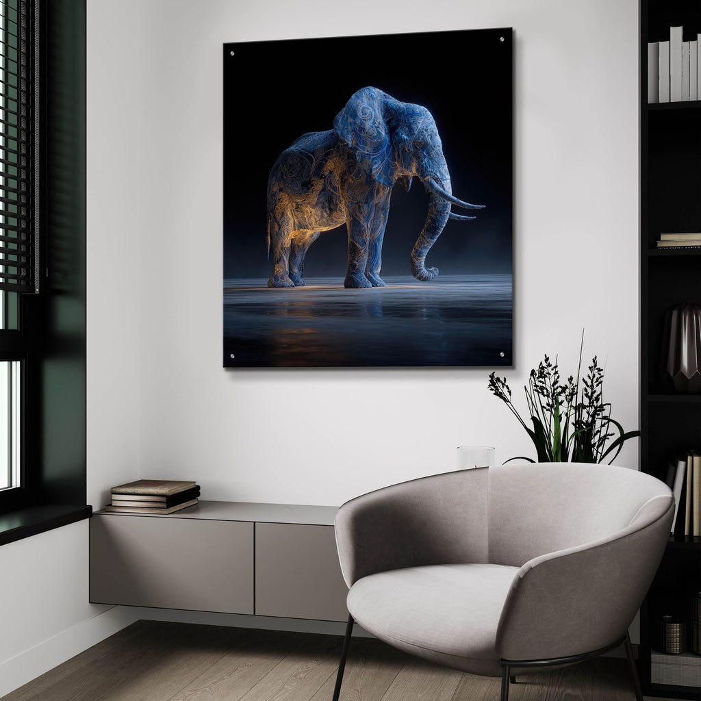 Magestic Moonlight Elephant by Ann Klee - 36x36 acrylic wall art in a room