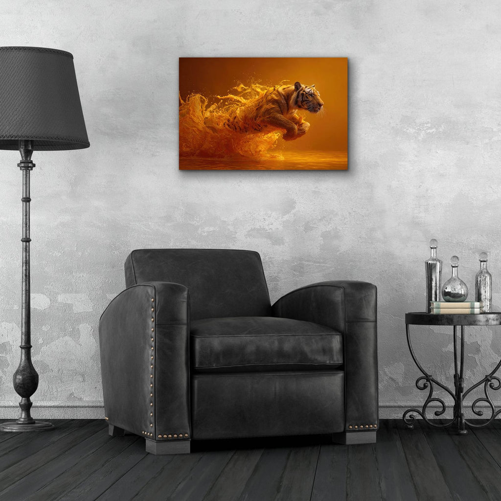 Emerging Tiger by Ann Klee - 24x16 acrylic wall art in a room