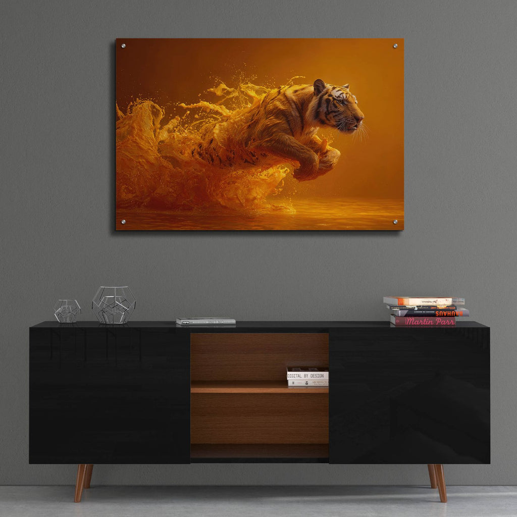 Emerging Tiger by Ann Klee - 36x24 acrylic wall art in a room