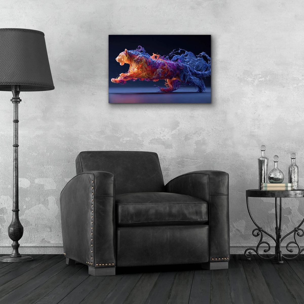 The Tigerss Fluid Ascent by Ann Klee - 24x16 acrylic wall art in a room