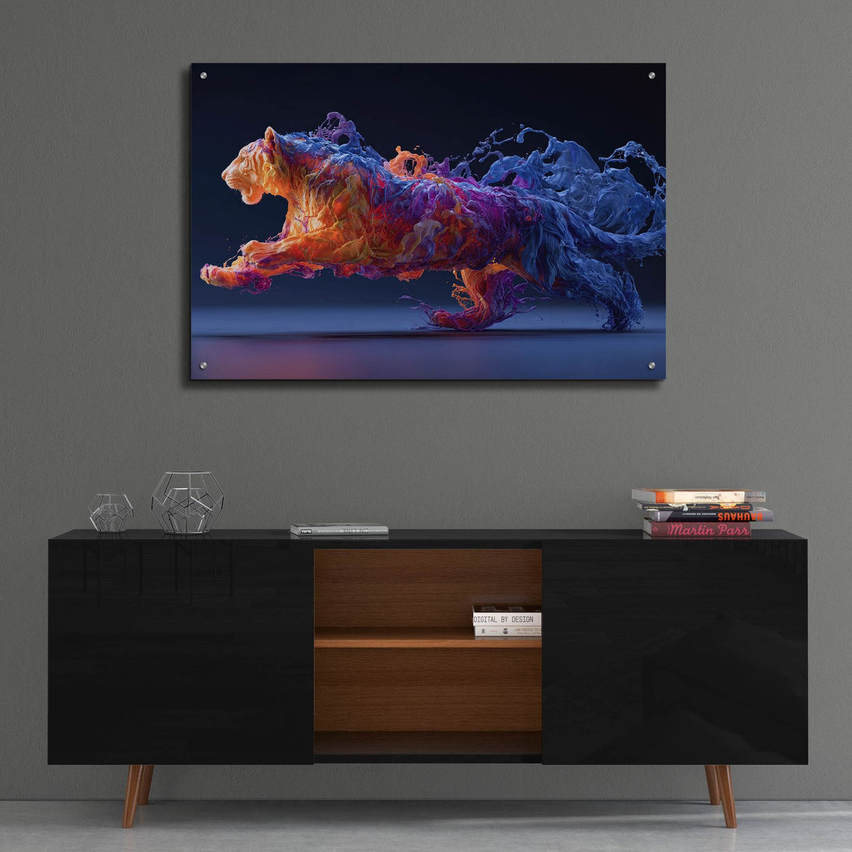 The Tigerss Fluid Ascent by Ann Klee - 36x24 acrylic wall art in a room