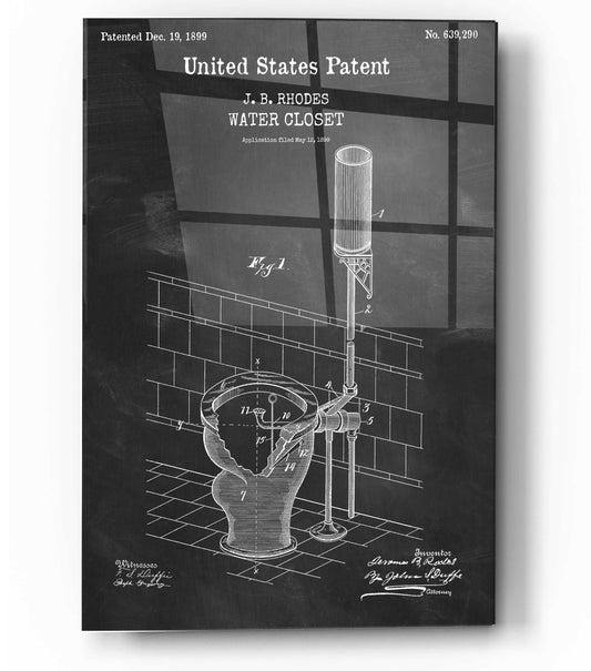 Epic Art 'Water Closet Blueprint Patent Chalkboard,' Acrylic Glass Wall Art