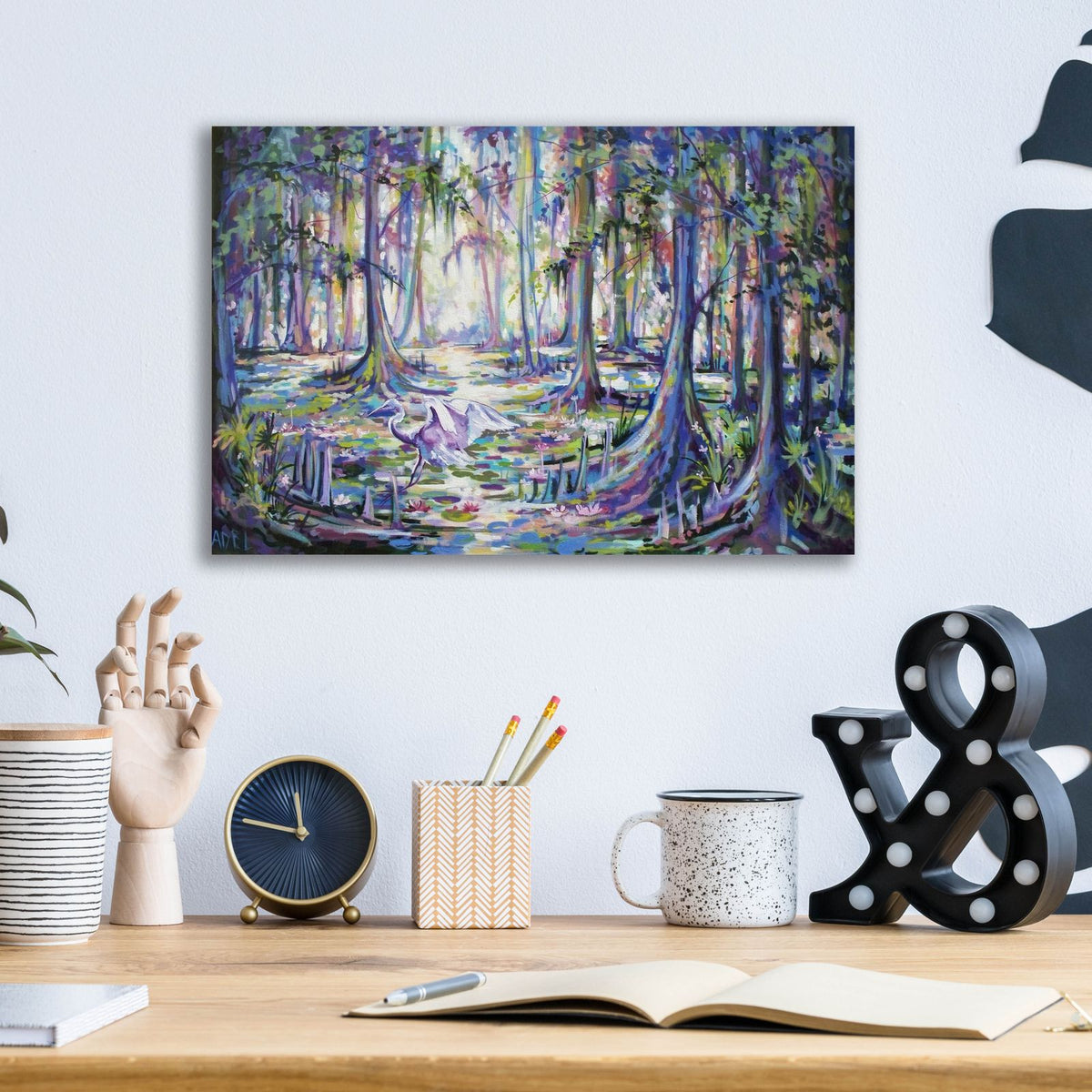 Swamp Bird - New Orleans by ADEL - 16x12 acrylic wall art in a room