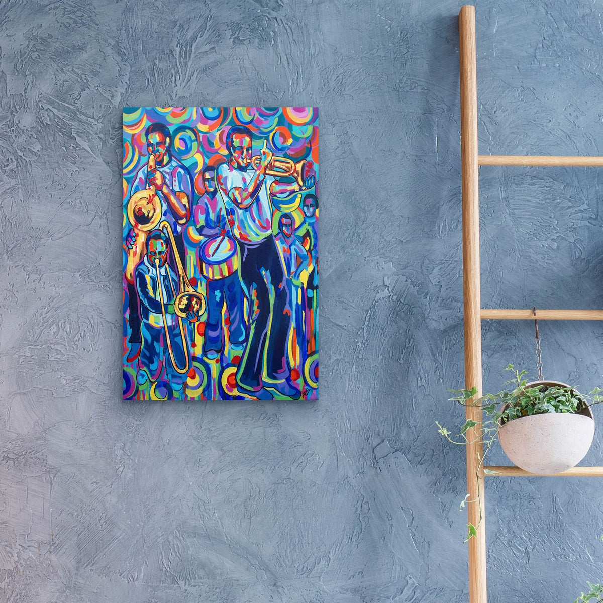 New Orleans Street Jazz Music by ADEL - 16x24 acrylic wall art in a room