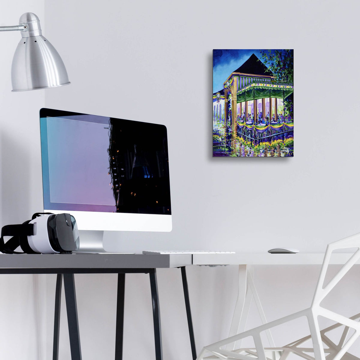Epic Art 'New Orleans Mardigras At Cafe Du Mounde'  by ADEL Acrylic Glass Wall Art,12x16