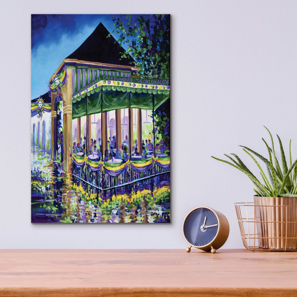 Epic Art 'New Orleans Mardigras At Cafe Du Mounde'  by ADEL Acrylic Glass Wall Art,12x16