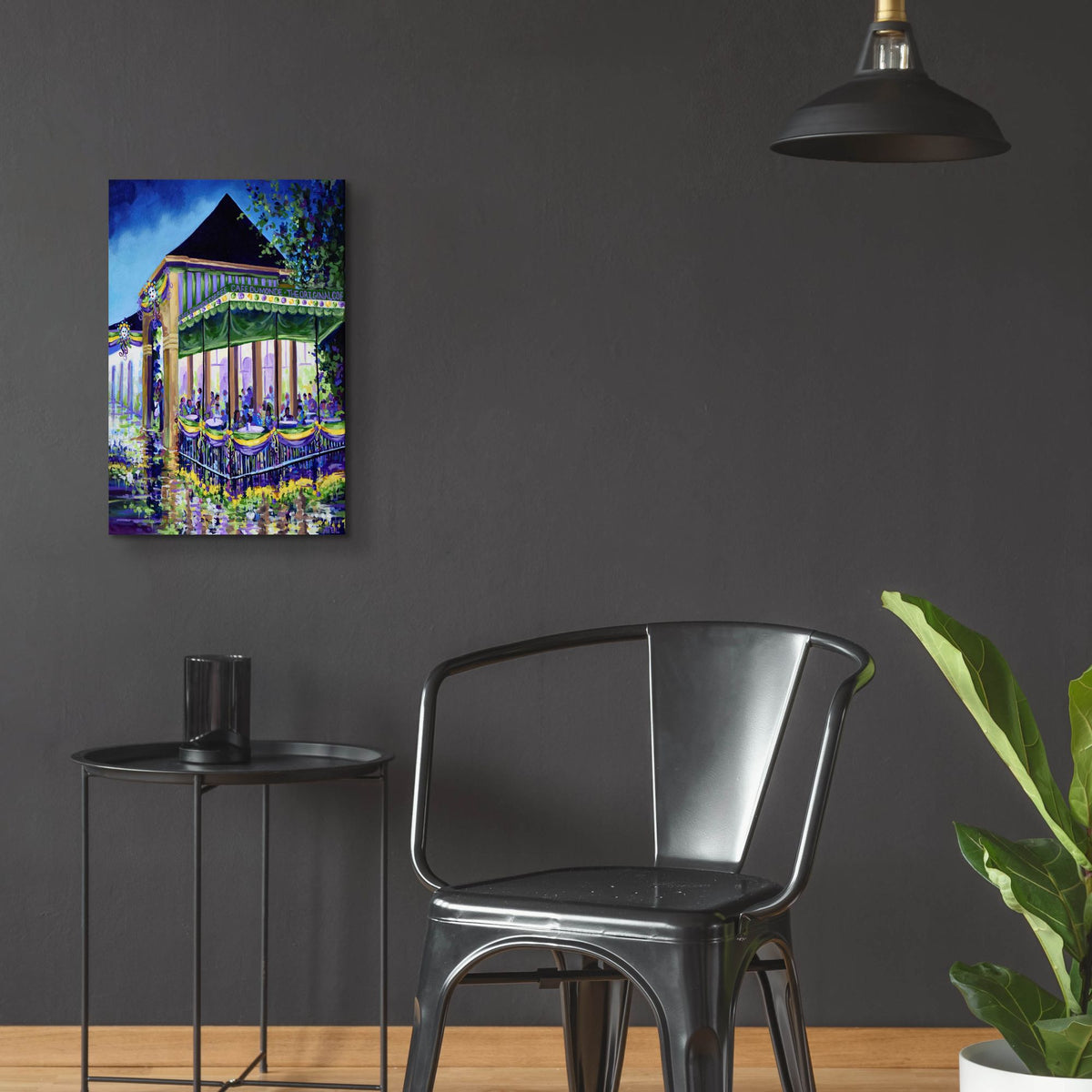 Epic Art 'New Orleans Mardigras At Cafe Du Mounde'  by ADEL Acrylic Glass Wall Art,16x24