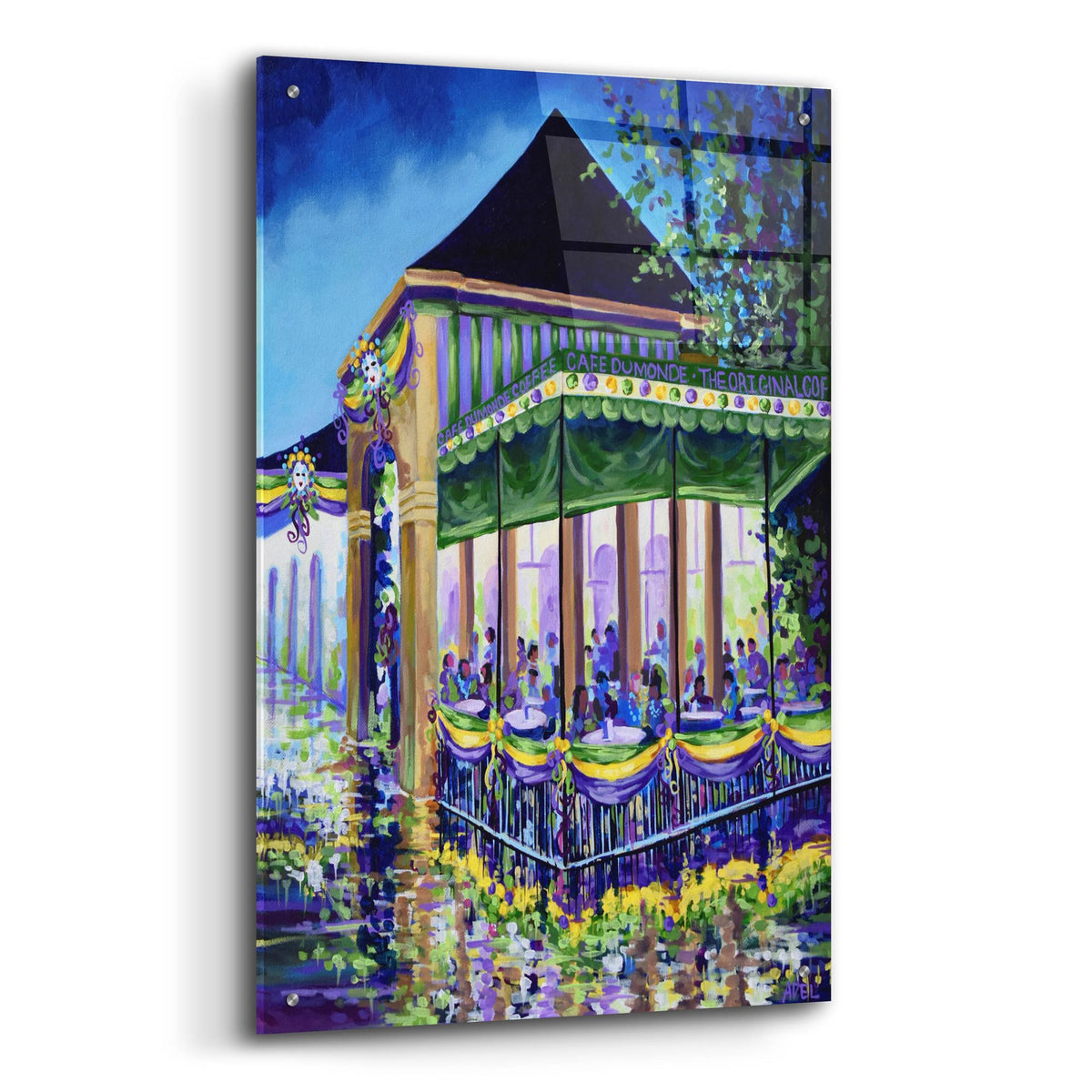 Epic Art 'New Orleans Mardigras At Cafe Du Mounde'  by ADEL Acrylic Glass Wall Art,24x36