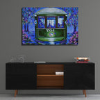 New Orleans Mardi Gras Trolley by ADEL - 36x24 acrylic wall art in a room