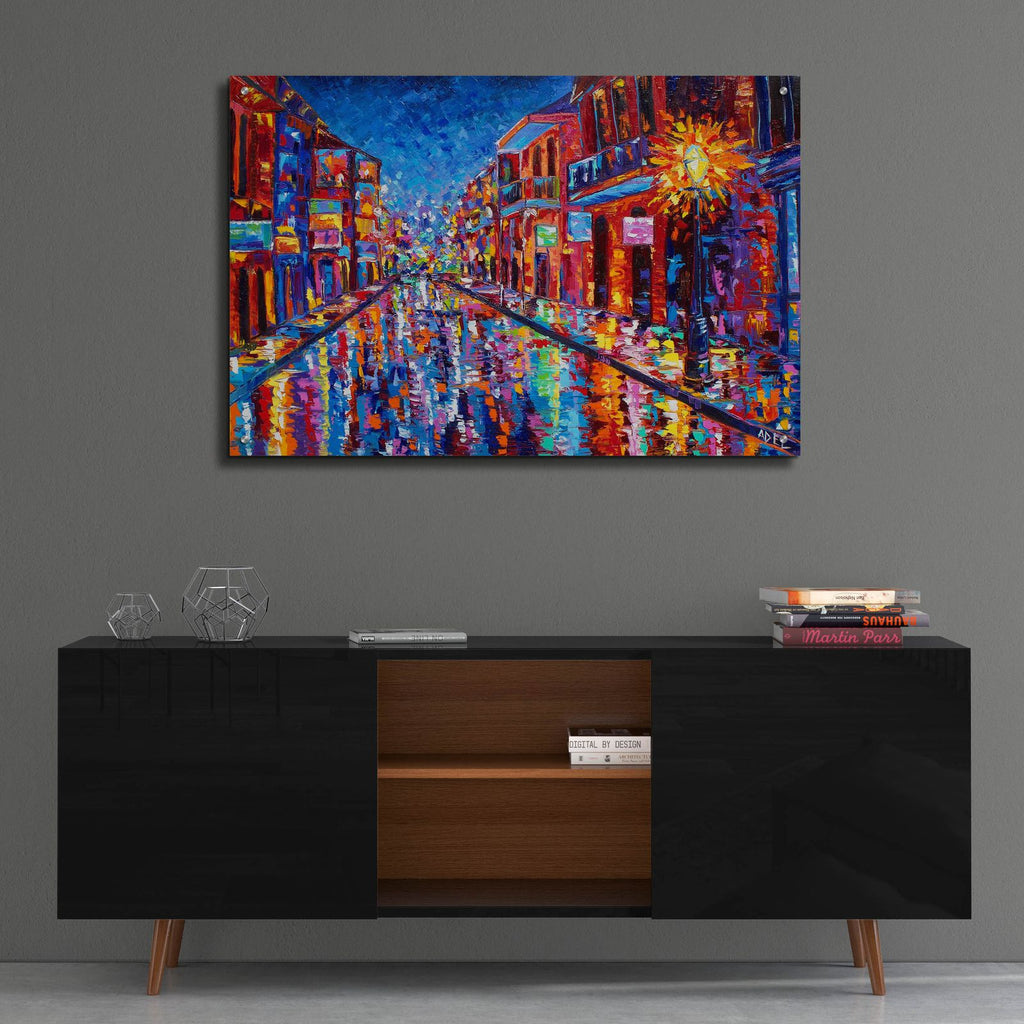 New Orleans Cool Night On Bourbon Street by ADEL - 36x24 acrylic wall art in a room
