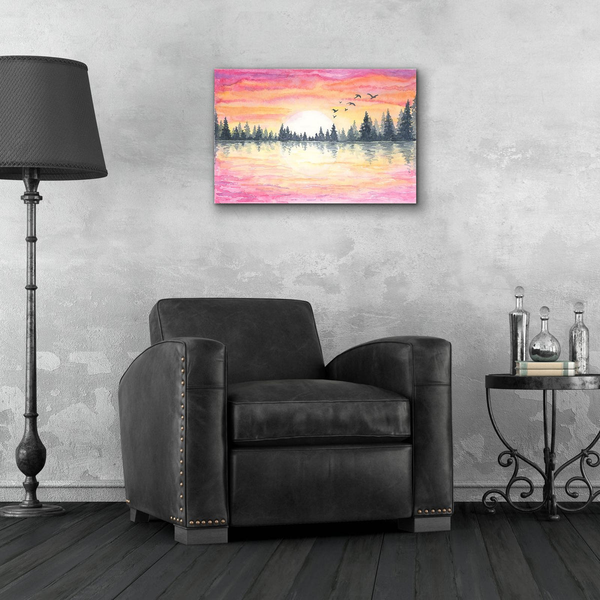 Sunrise Tree Line by Anika Goodhue - 24x16 acrylic wall art in a room
