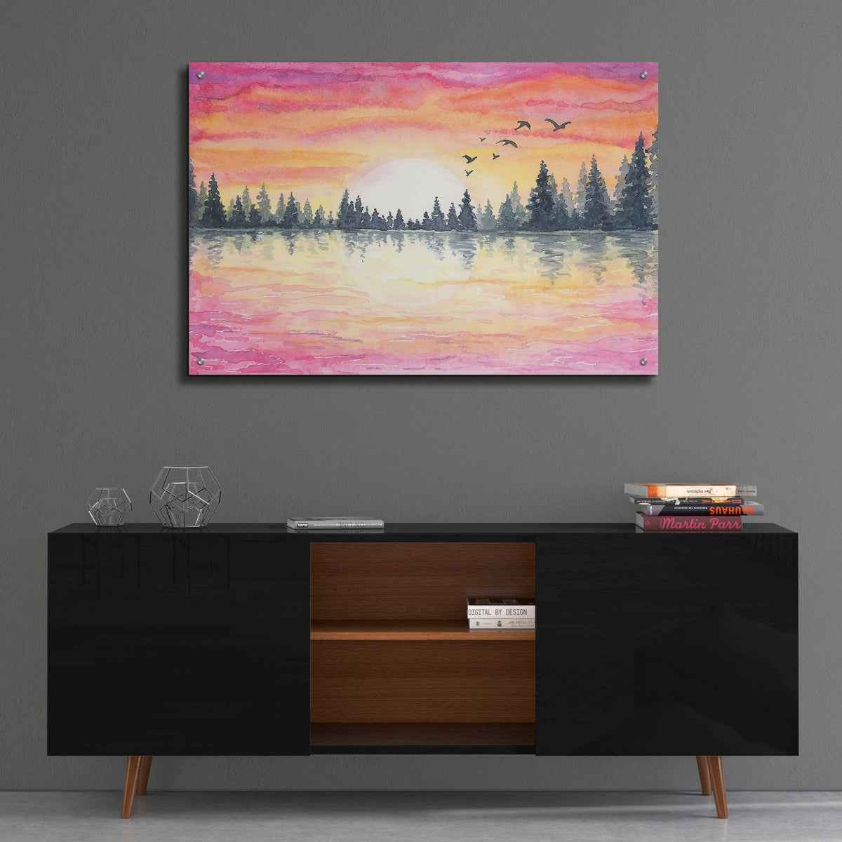 Sunrise Tree Line by Anika Goodhue - 36x24 acrylic wall art in a room
