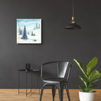 Snowy Blue Pine Hillside by Anika Goodhue - 24x24 acrylic wall art in a room