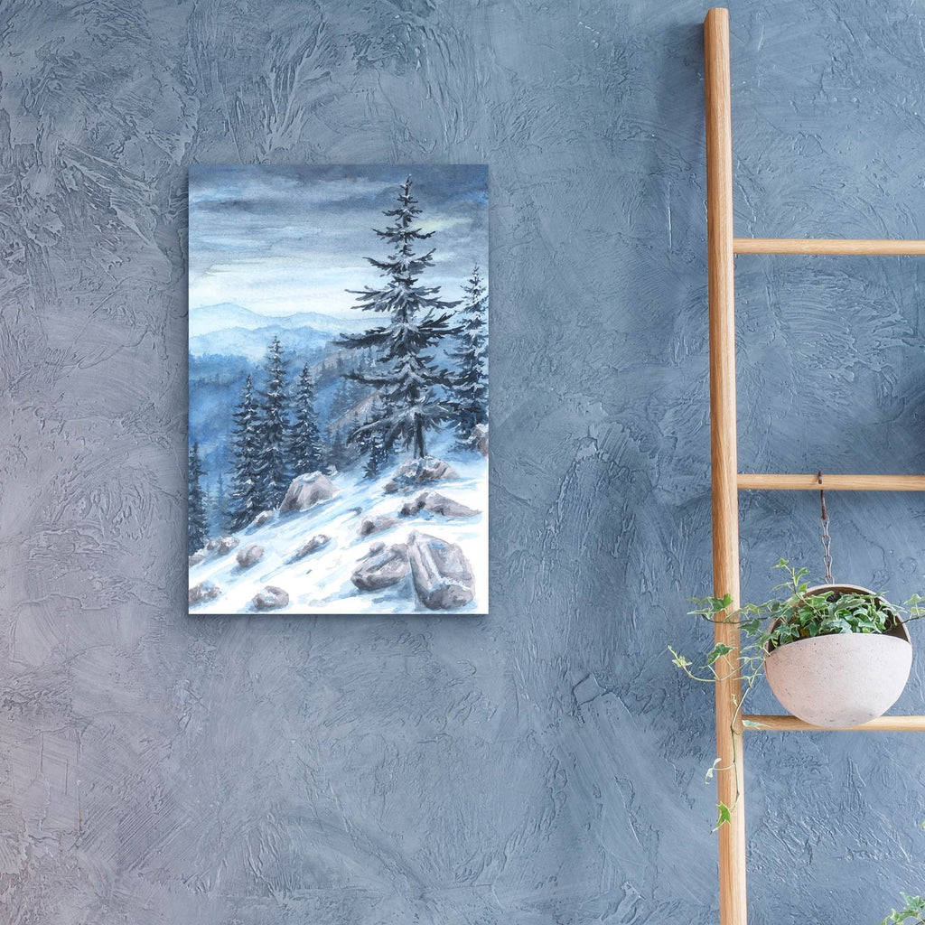 Rocky Winter Mountainside by Anika Goodhue - 16x24 acrylic wall art in a room