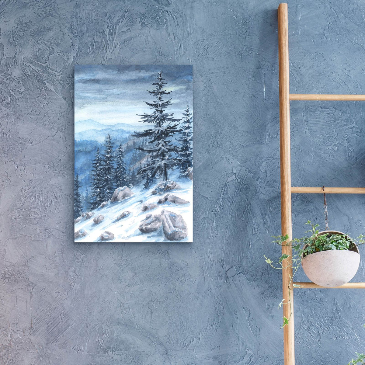 Rocky Winter Mountainside by Anika Goodhue - 16x24 acrylic wall art in a room