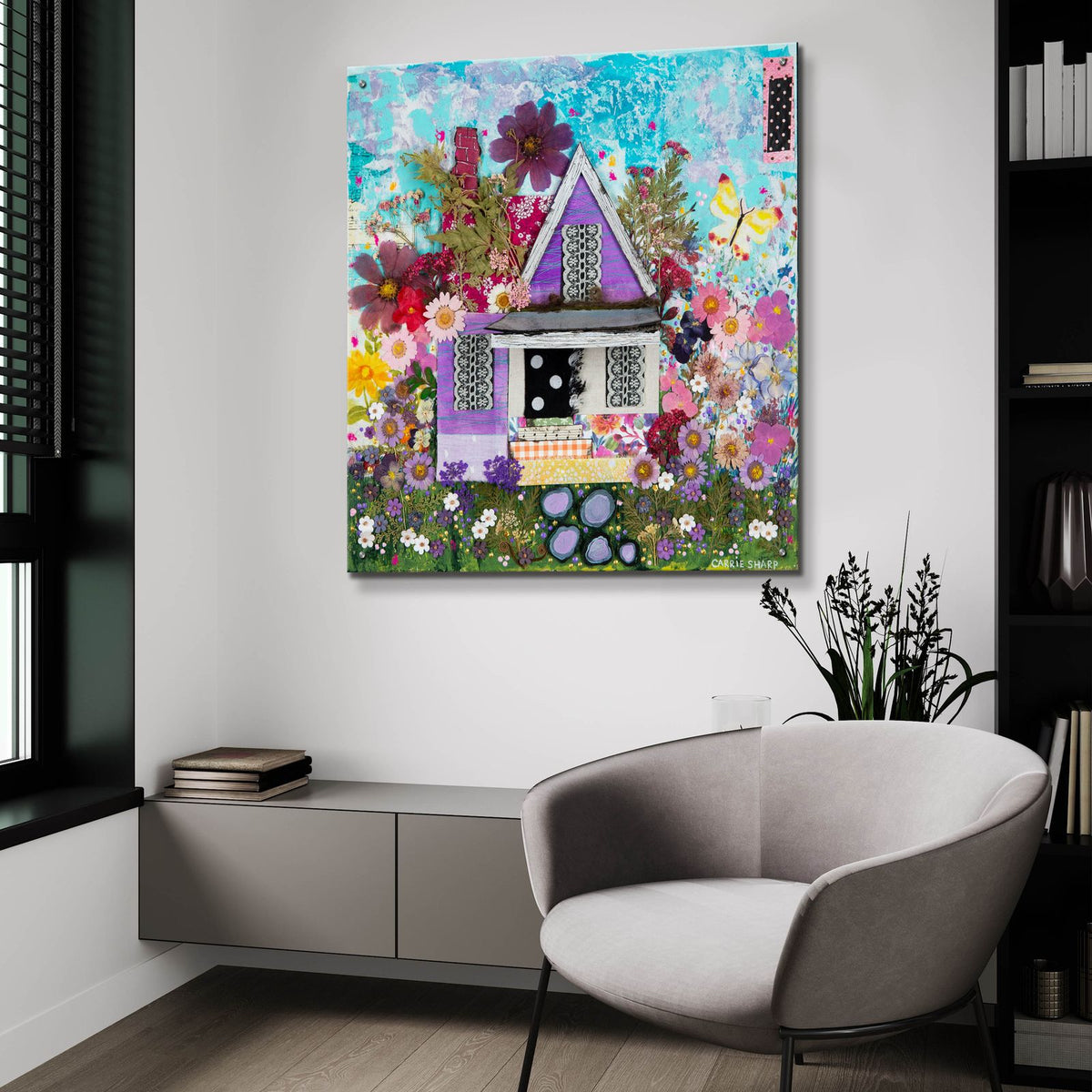The Polka Dot Cottage by Carrie Sharp - 36x36 acrylic wall art in a room