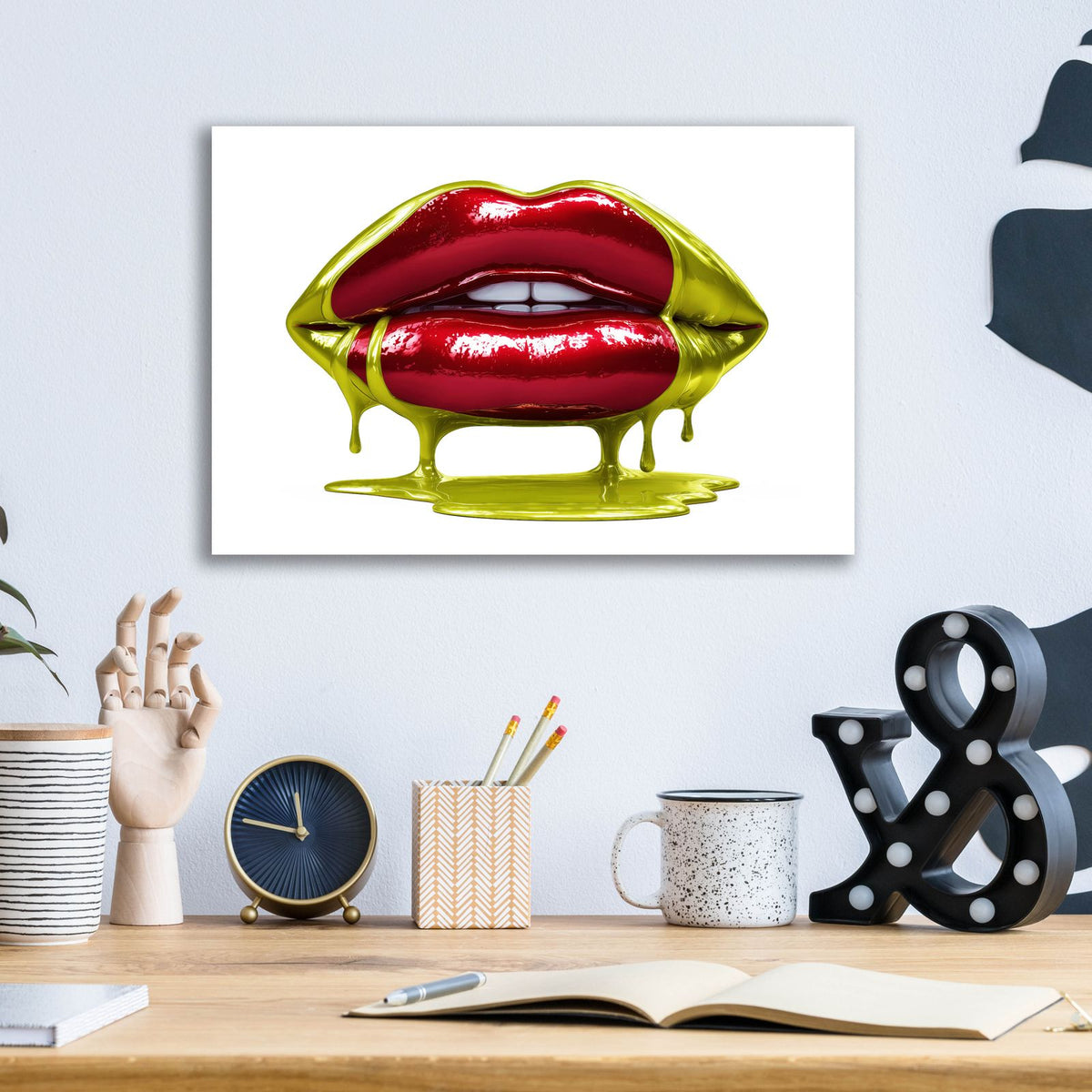 Cherry Red Lips by Ann Klee - 16x12 acrylic wall art in a room