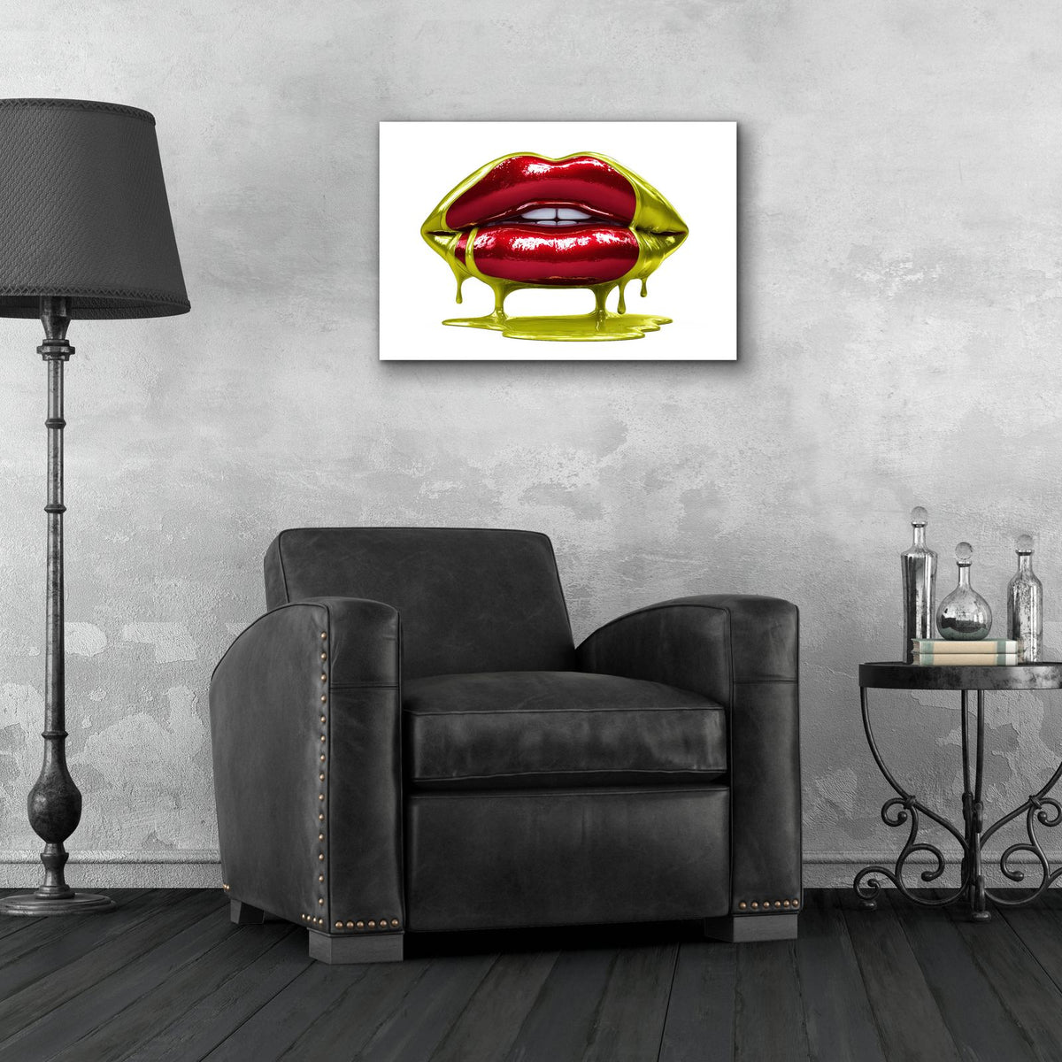 Cherry Red Lips by Ann Klee - 24x16 acrylic wall art in a room