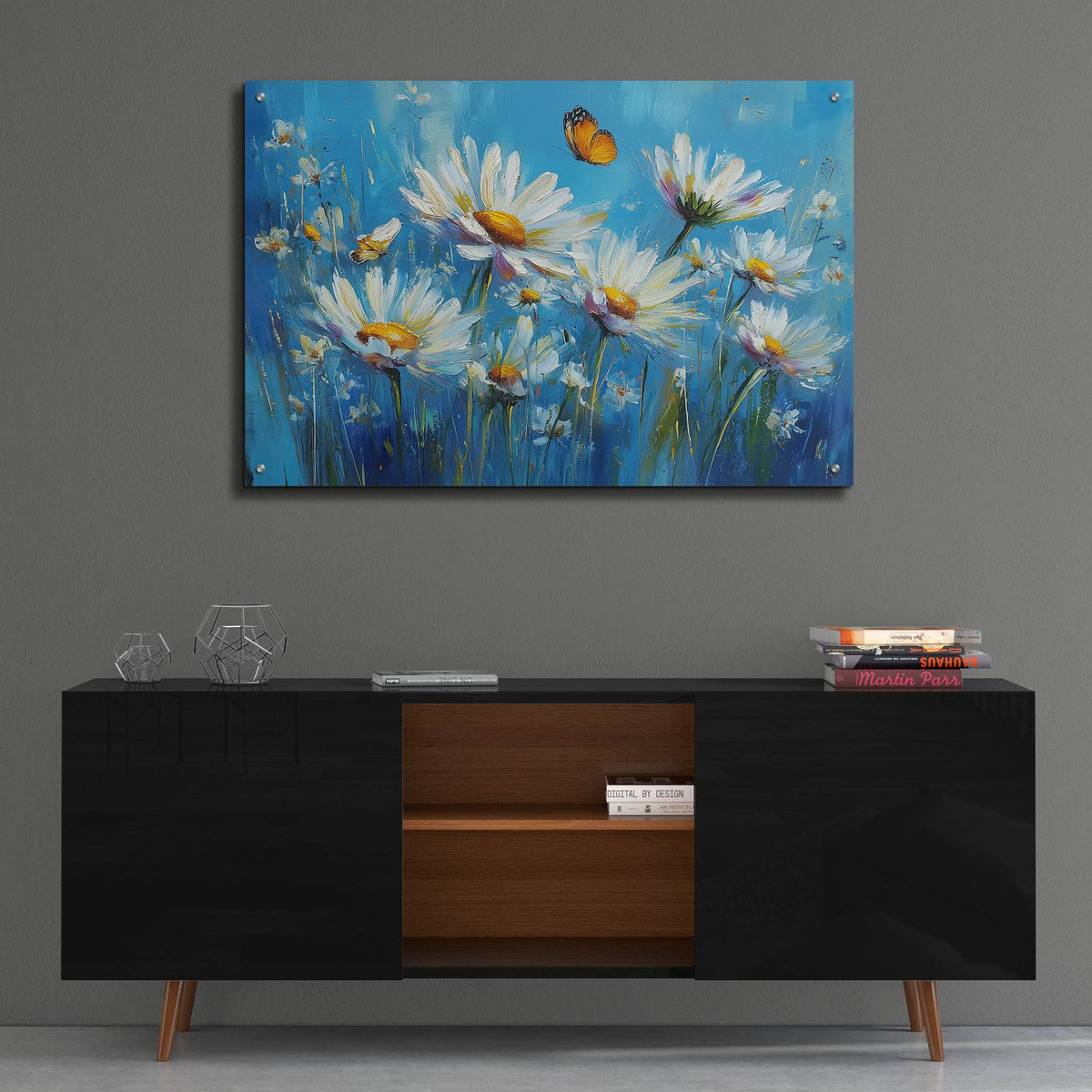 Daisy Sky by Ann Klee - 36x24 acrylic wall art in a room