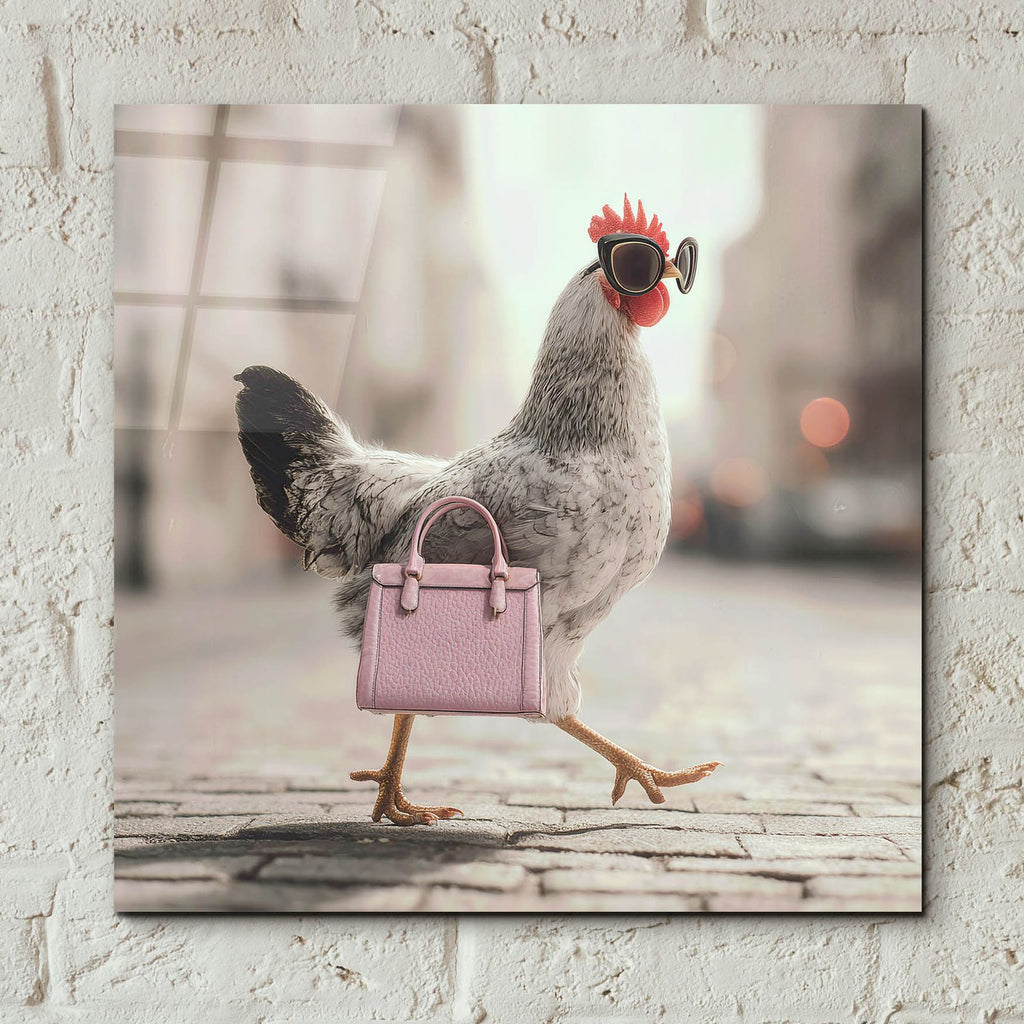 Fashionable Chicken 4 by Ann Klee - 12x12 acrylic wall art in a room
