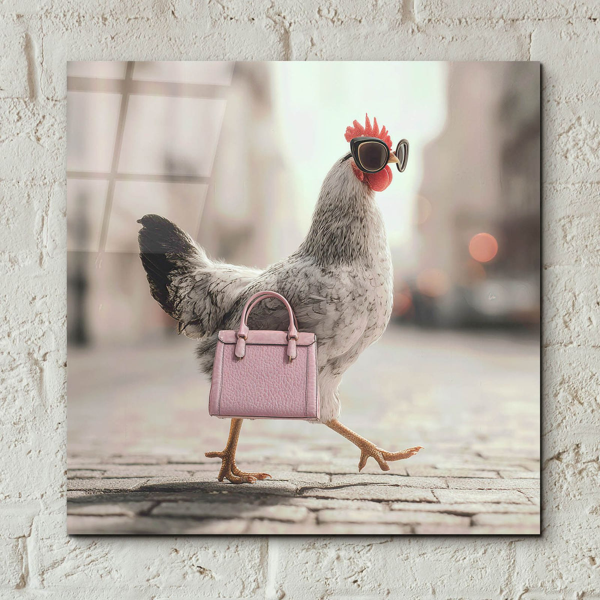 Fashionable Chicken 4 by Ann Klee - 12x12 acrylic wall art in a room